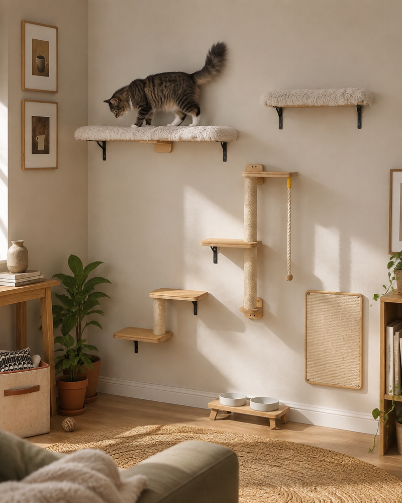 Ça va abîmer le mur. · AMT0379BG — arbre à chat bois mural