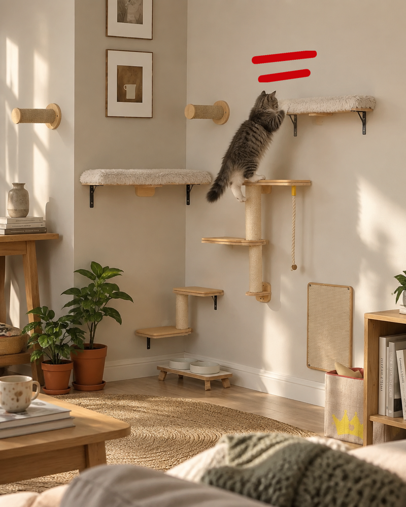 Arbre à chat bois mural