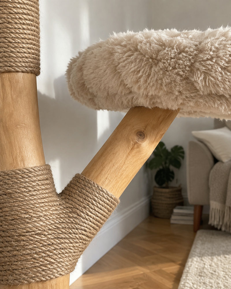 Il est trop haut pour mon plafond, ou trop large pour le coin. · brown — arbre a chat branche