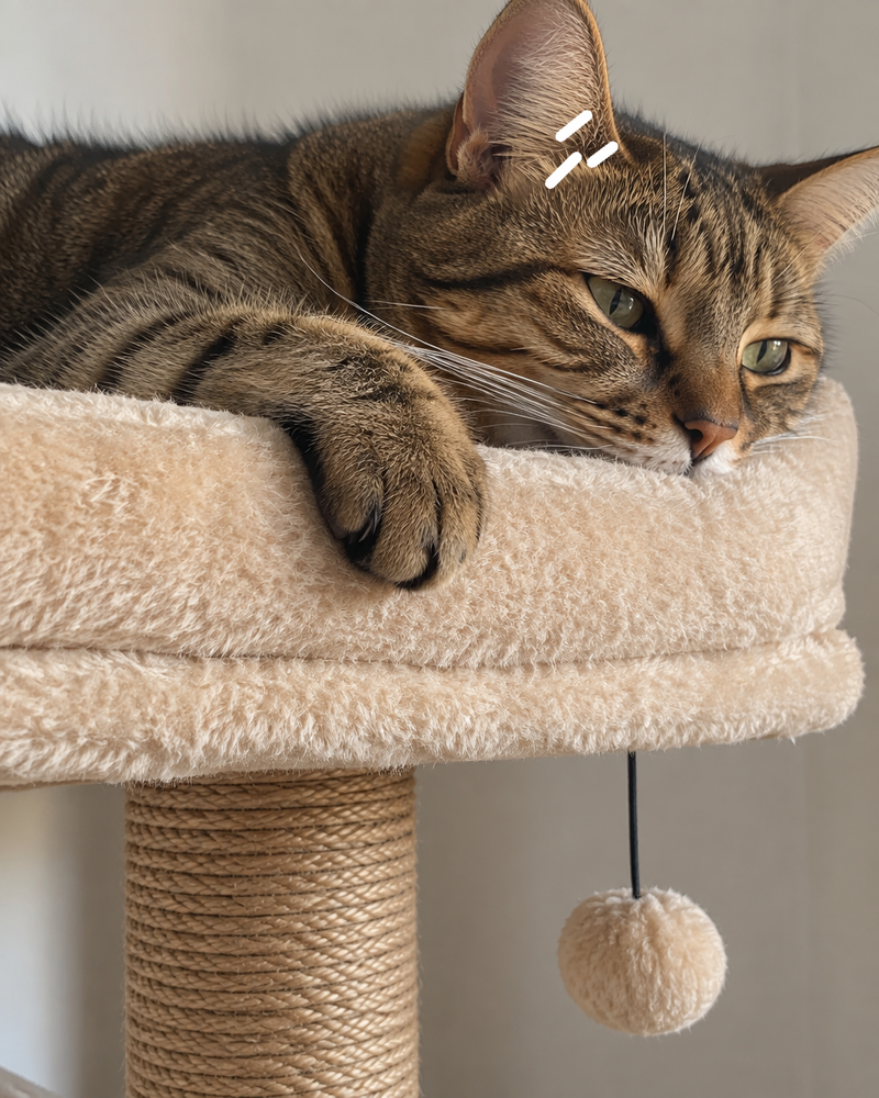 Il va s'effondrer sous le poids du chat. · Yellow — arbre à chat extérieur bois