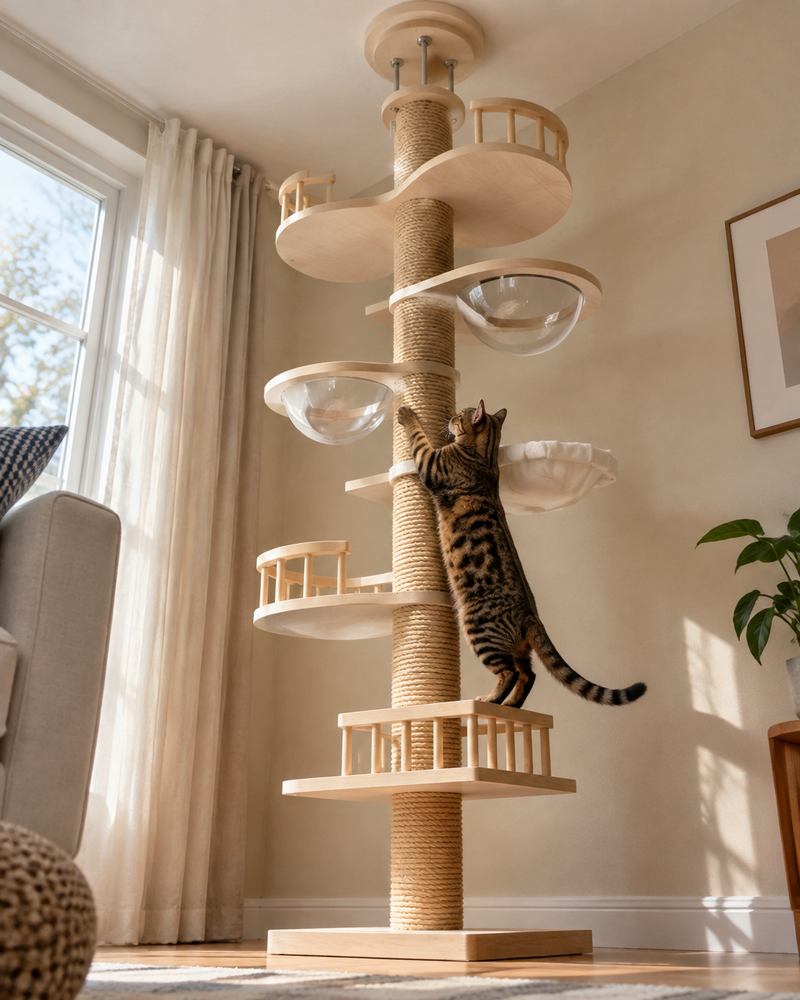 Le revêtement va perdre partout. · Cat Tree Tower — arbre à chat gros tronc