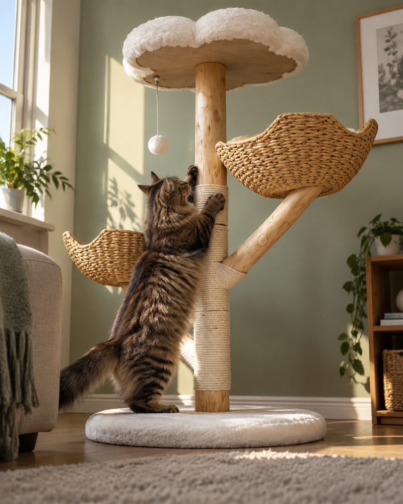Le revêtement va perdre partout. · United States — arbre à chat en bois naturel