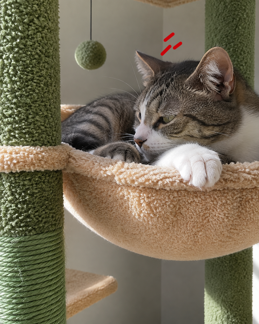 Il va s'effondrer sous le poids du chat. · AMT0249GN — arbre a chat haut