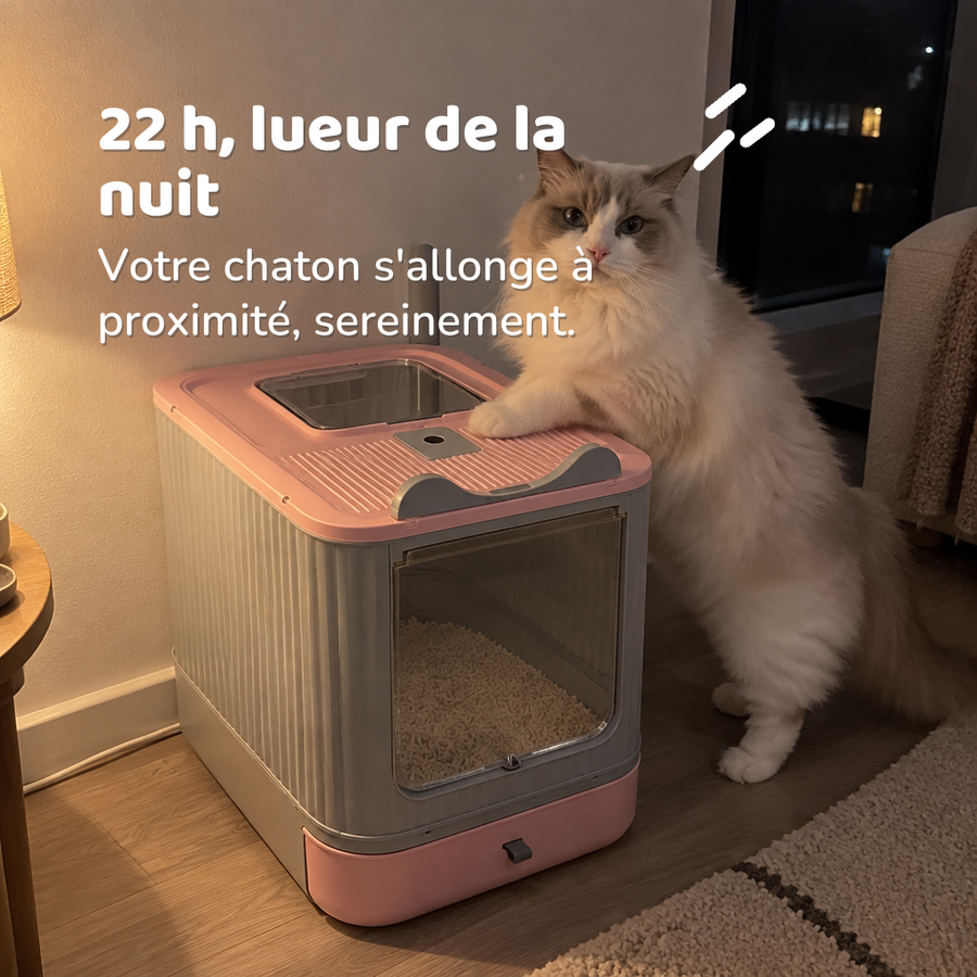 22 h, lueur de la nuit — litiere ouverture par le haut