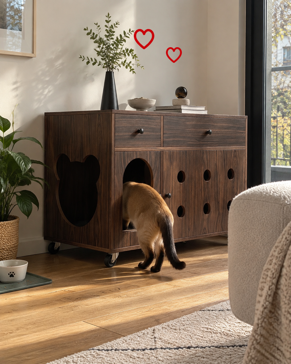 Meuble litiere chat design