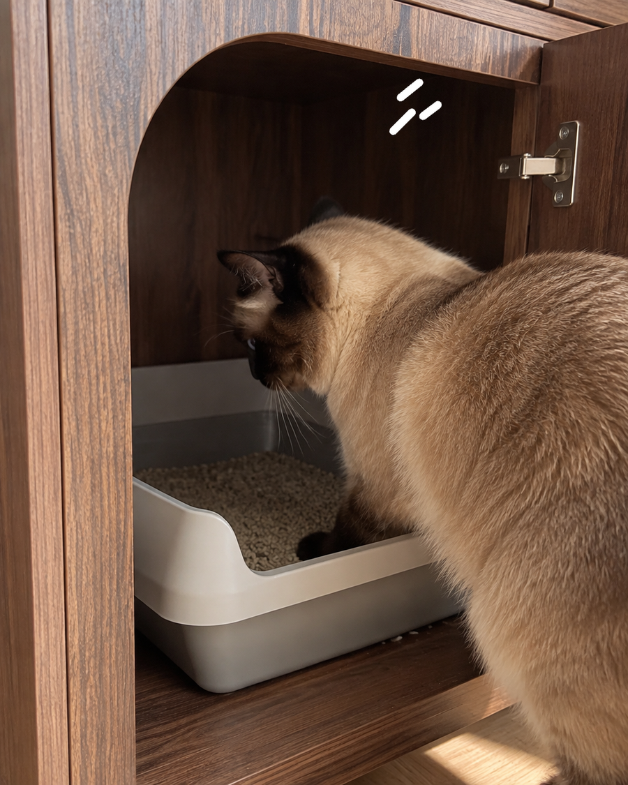 Meuble litiere chat design