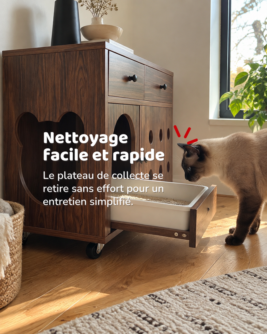 Meuble litiere chat design