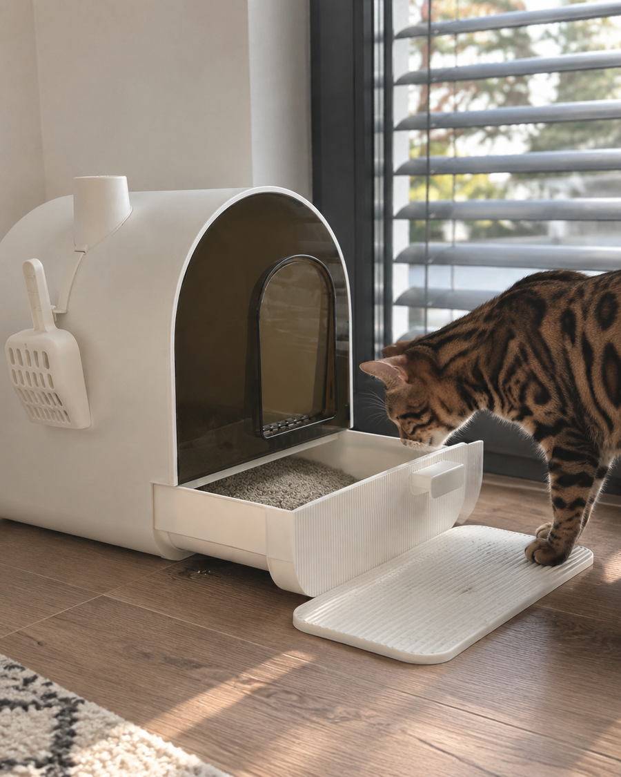 C'est difficile à nettoyer. · White — Maison de toilette pour chat design
