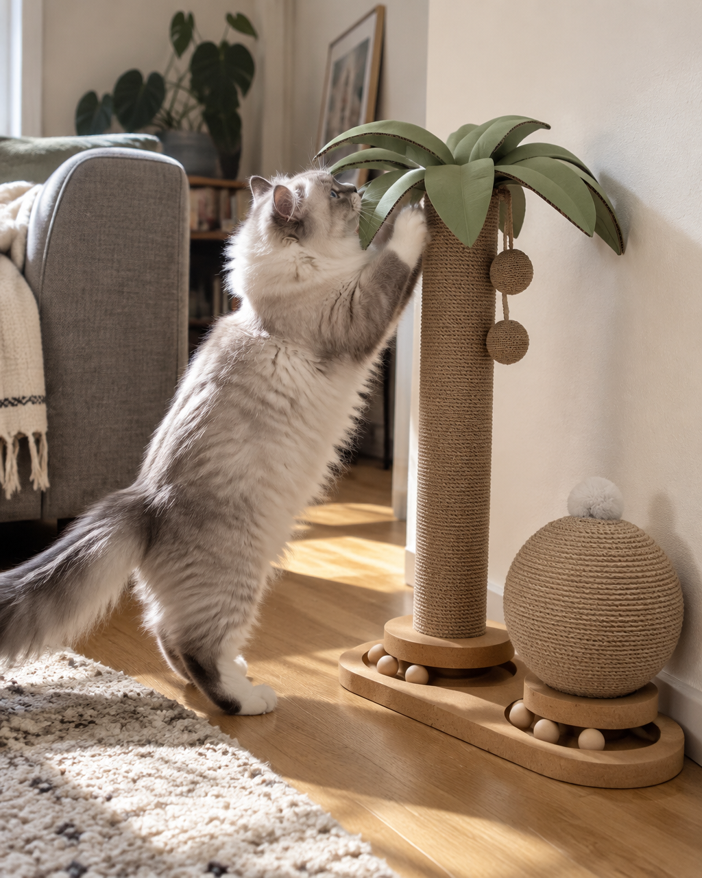 Il est trop court. · WHITE — Tronc griffoir chat