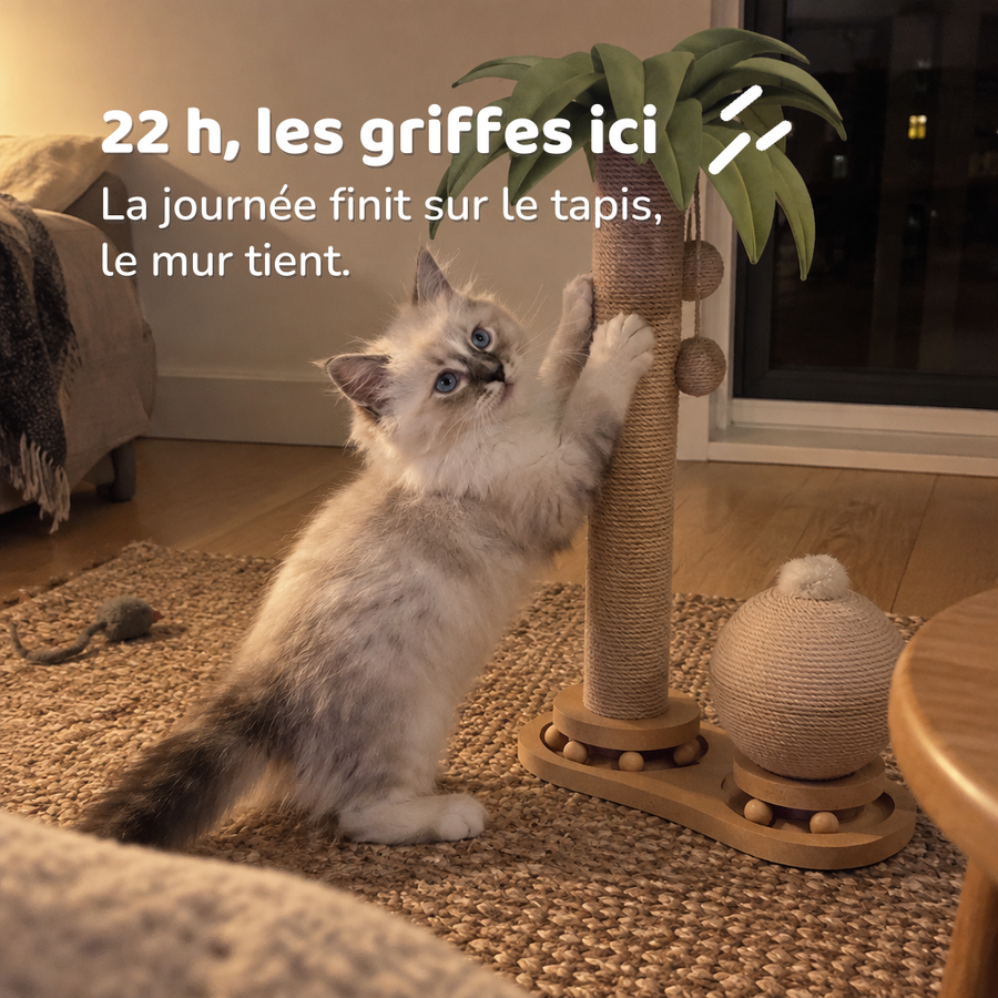 22 h, les griffes ici — Tronc griffoir chat