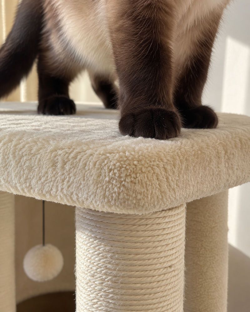 Il va s'effondrer sous le poids du chat. · Beige — arbre a chat 2m