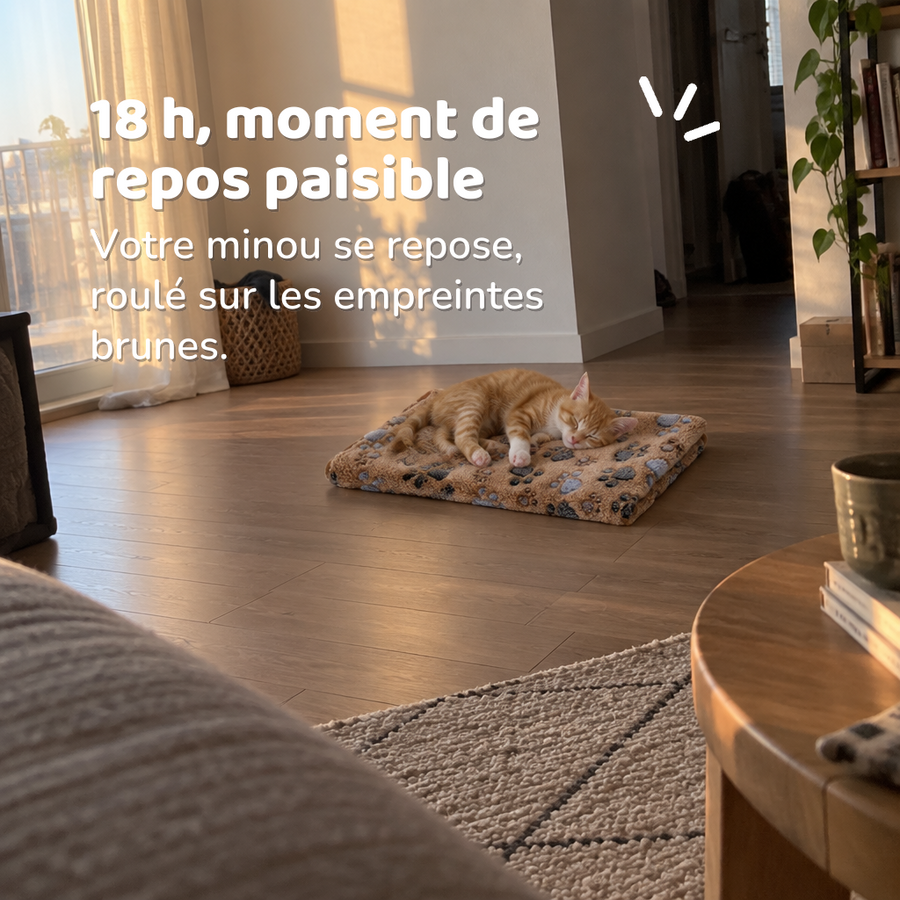 18 h, moment de repos paisible — couverture chat
