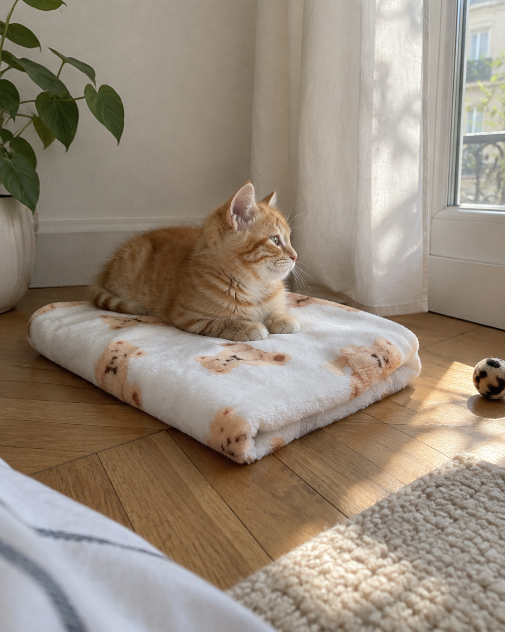Variante · White Bear / 100x76cm — couverture chat