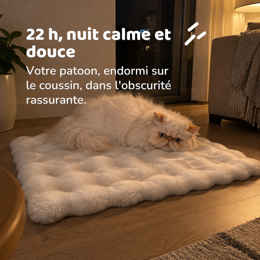 22 h, nuit calme et douce — coussin chauffant chat