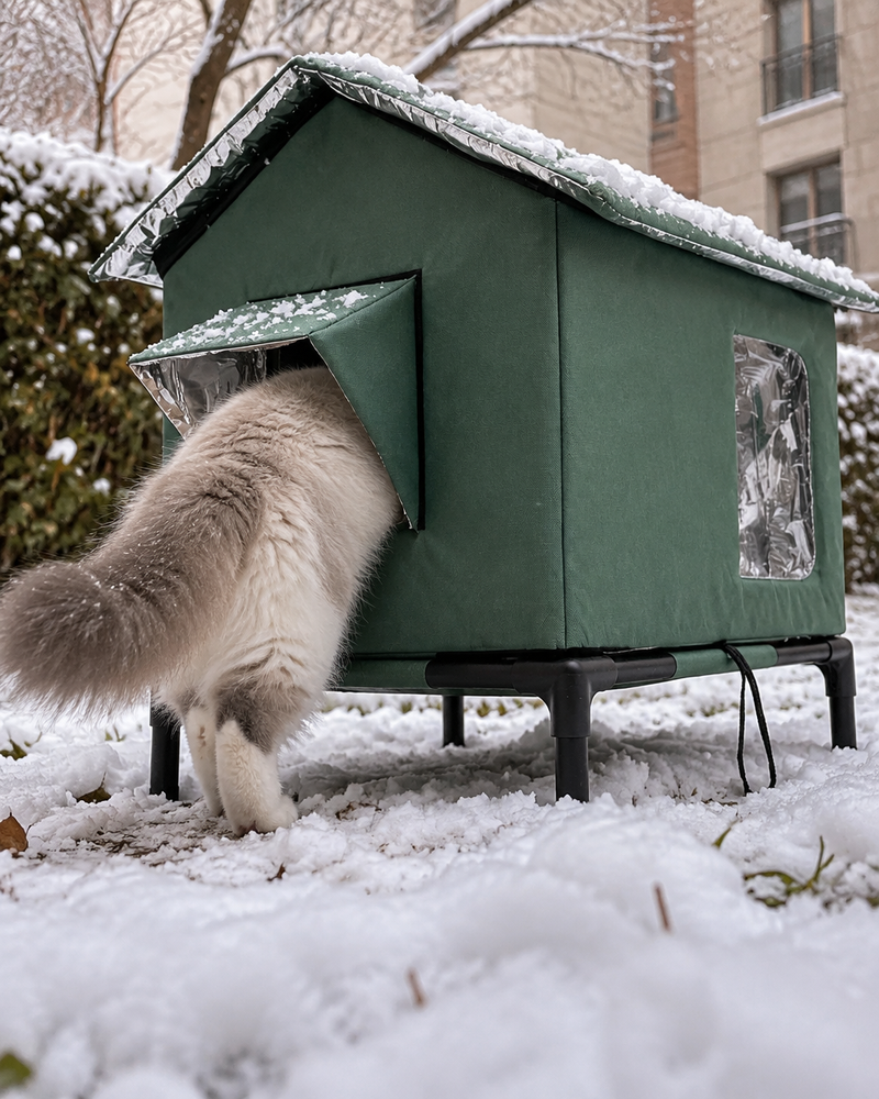 Il monte. · green — abri pour chat extérieur hiver