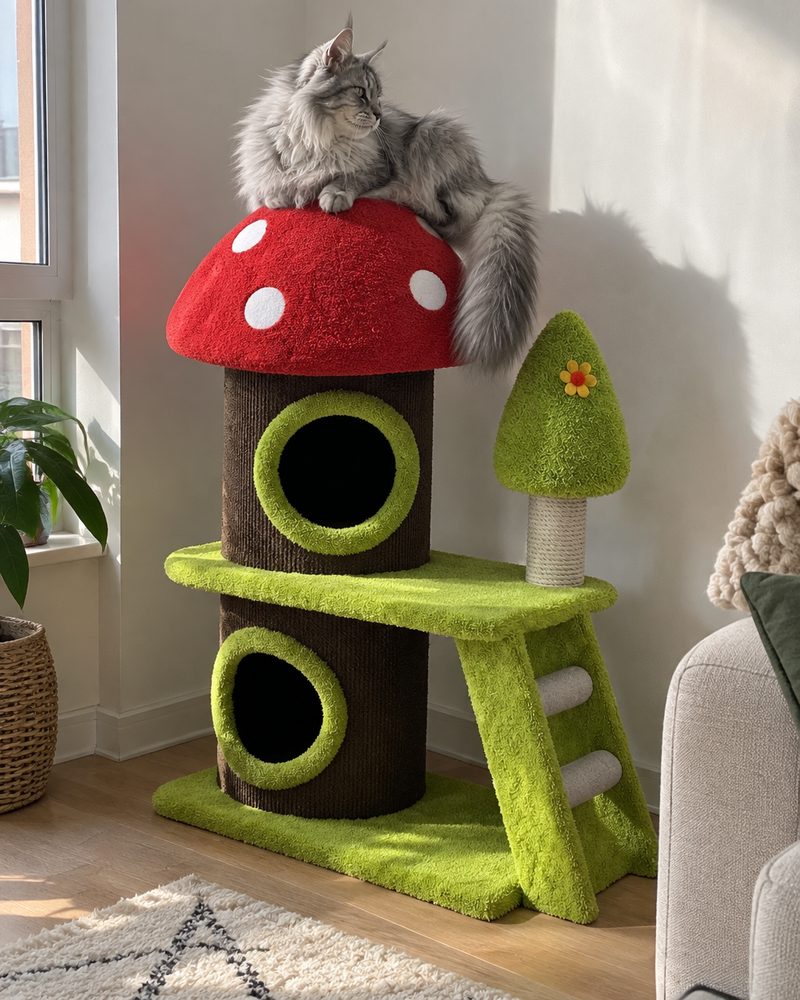Ça bascule · 78X50X35cm — Arbre à chat champignon