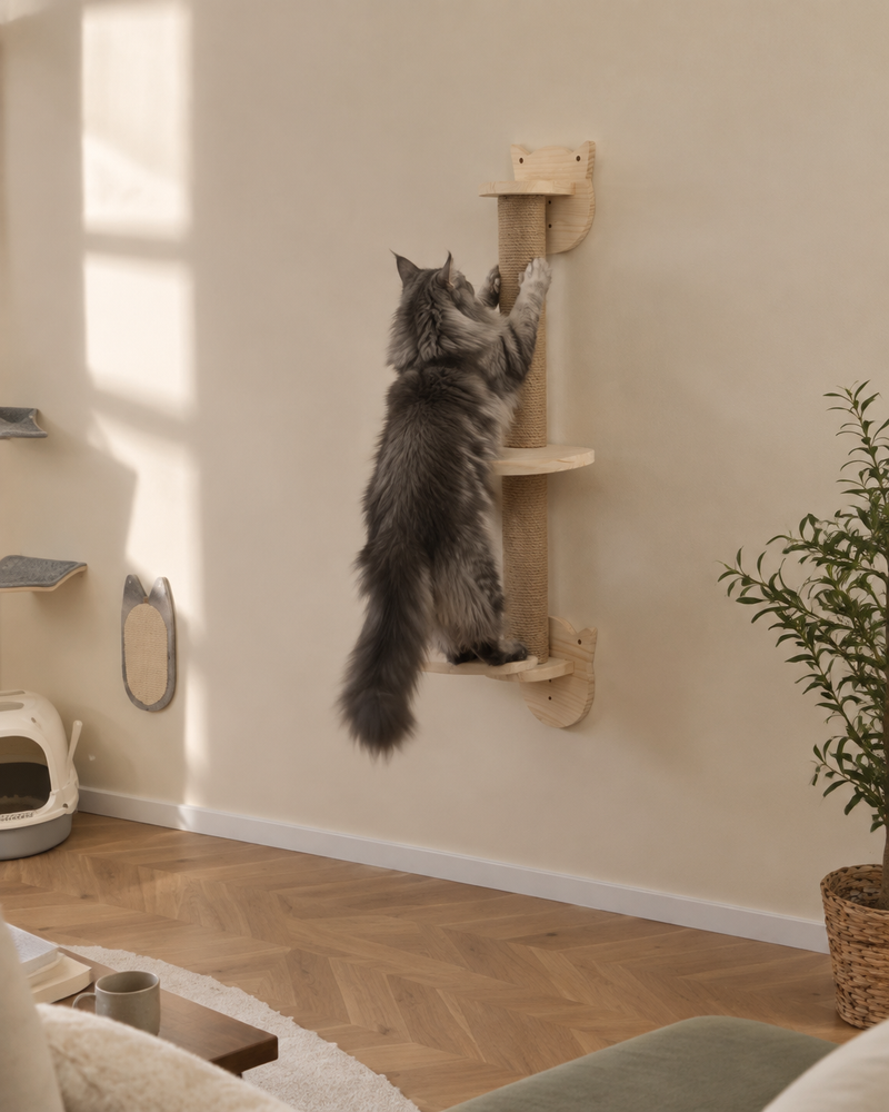 Ça va abîmer le mur. · a cat tree — arbre à chat mural maine coon