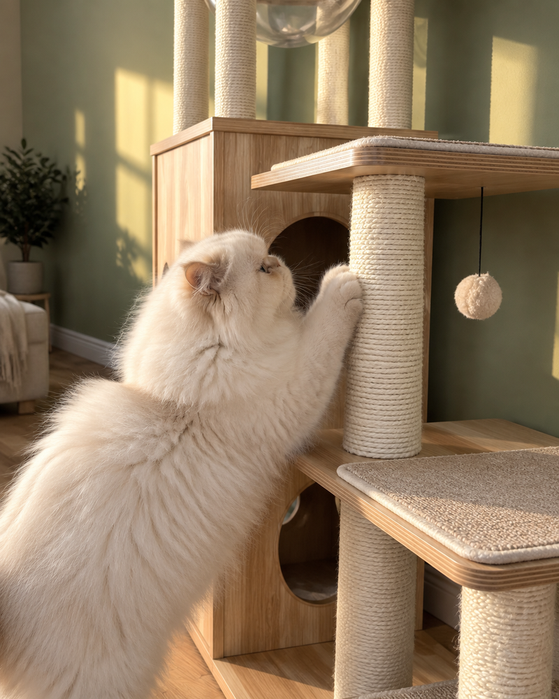 Le revêtement va perdre partout. · AMT0062BG-HW — arbre à chat xxl en bois