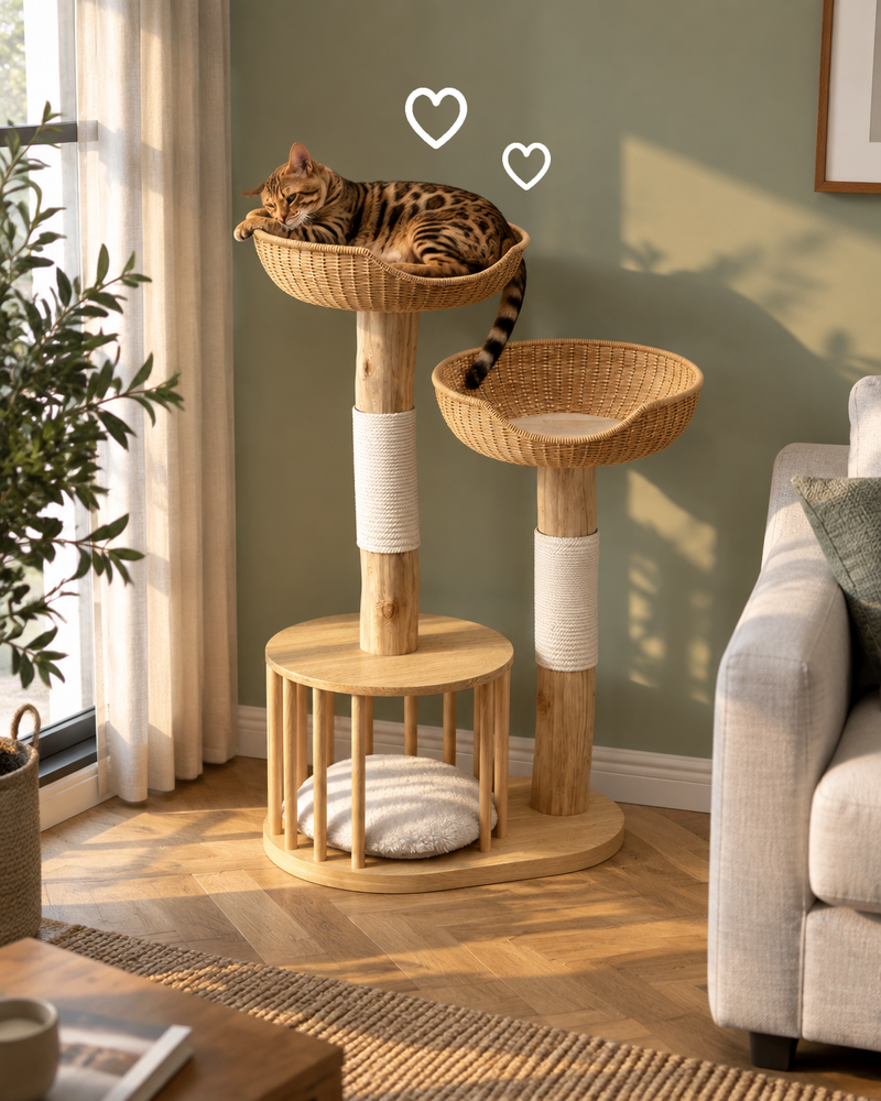Arbre à chat en bois design