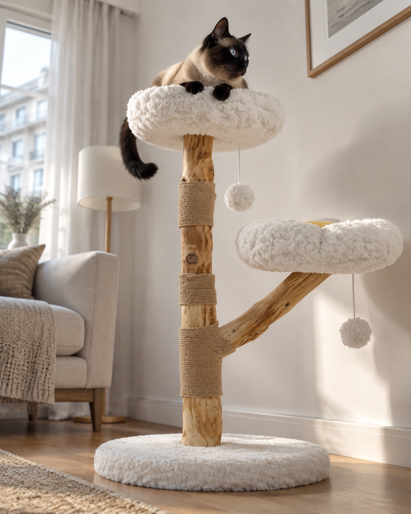 Le revêtement va perdre partout. · WHITE — arbre à chat naturel