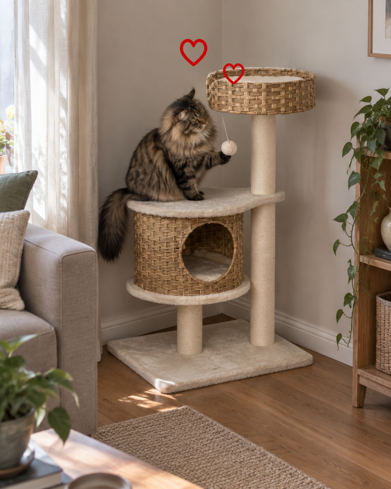 Arbre à chat rotin