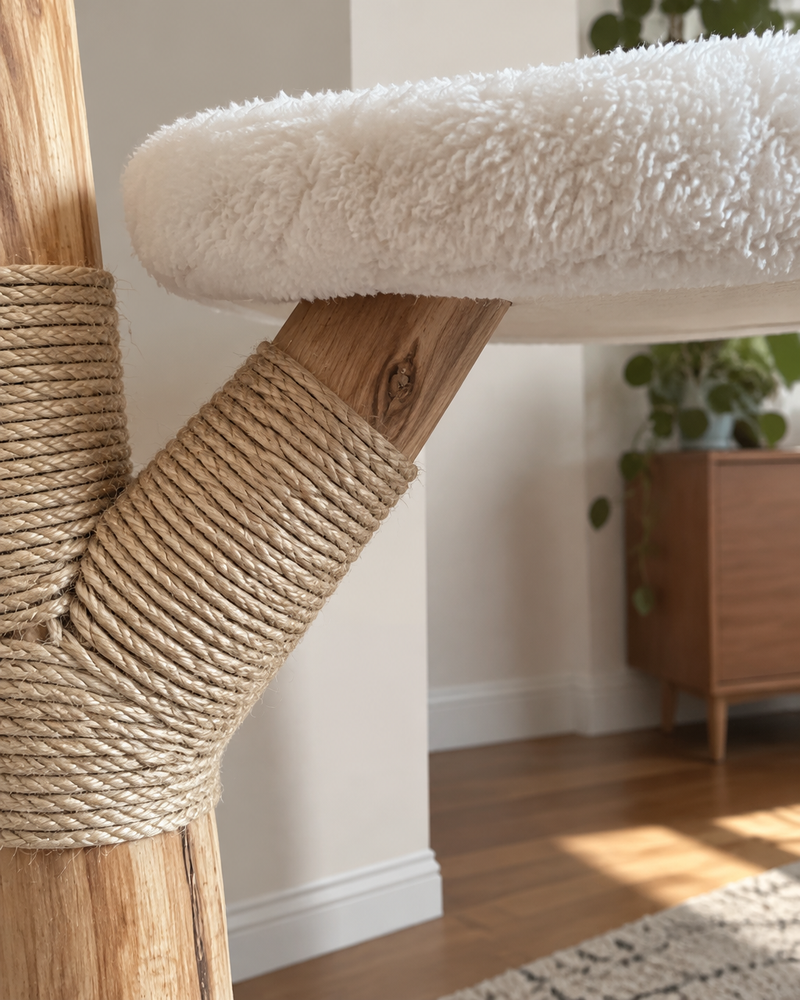 Il est trop haut pour mon plafond, ou trop large pour le coin. · 2 Platform — arbre à chat bois flotté