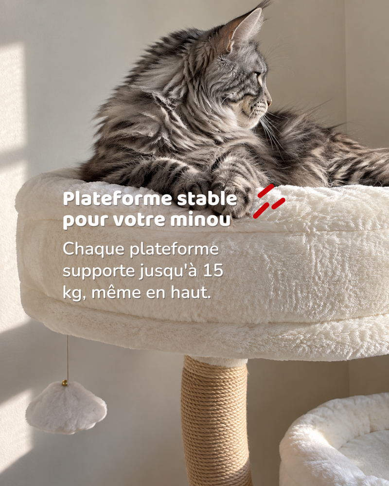Plateforme stable pour votre minou — arbre à chat design scandinave