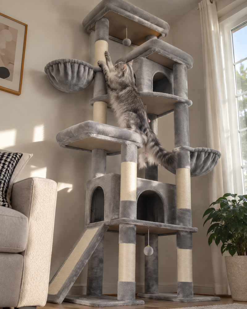 Le revêtement va perdre partout. · Light Grey — arbre à chat xxl pour maine coon