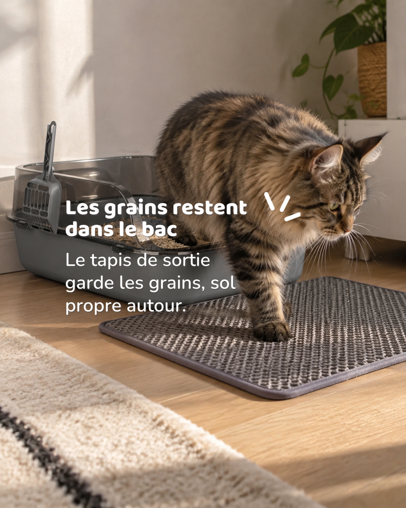 Les grains restent dans le bac — petite litiere chaton