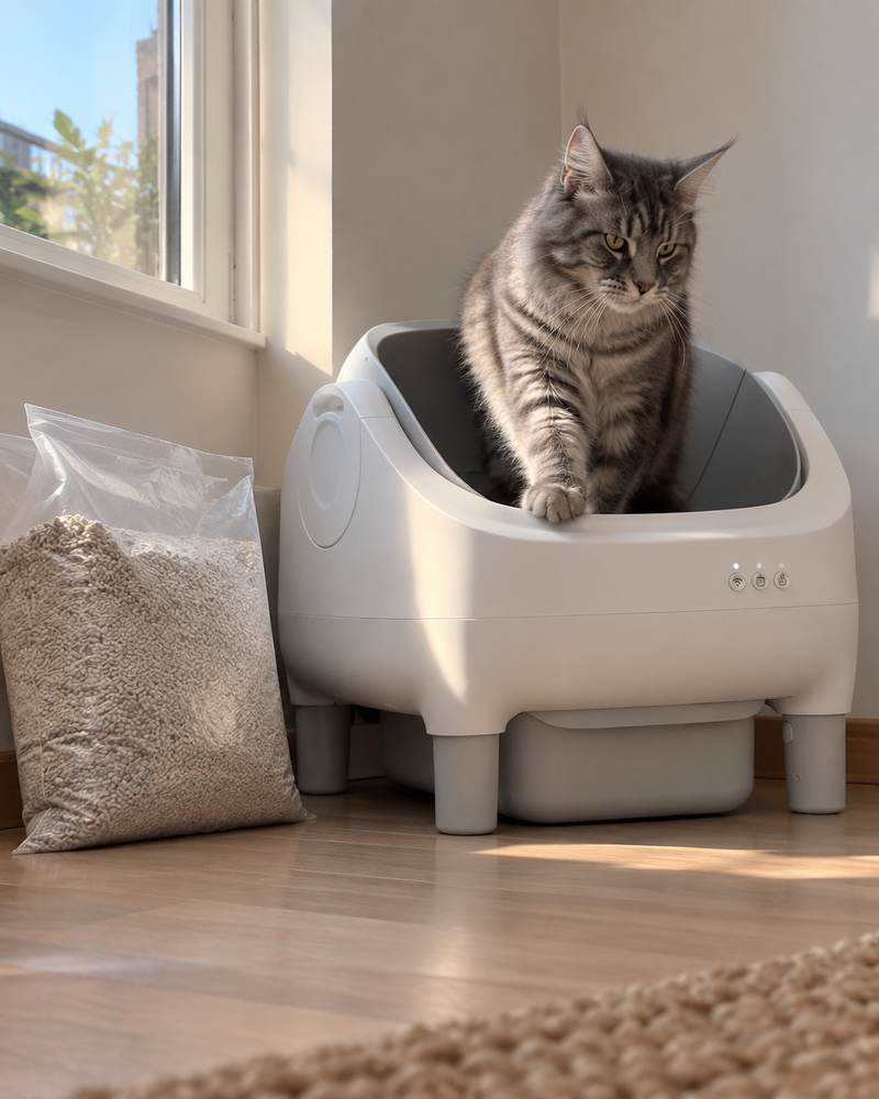 Le sac ne dure pas. · WHITE — Maison de toilette pour chat xxl