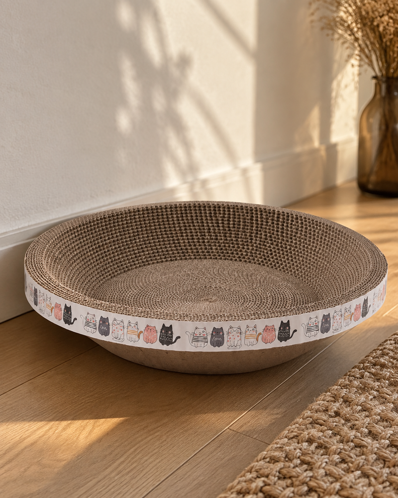 Je ne pourrai pas le couper à la forme du meuble. · 40cm — Griffoir chat carton rond