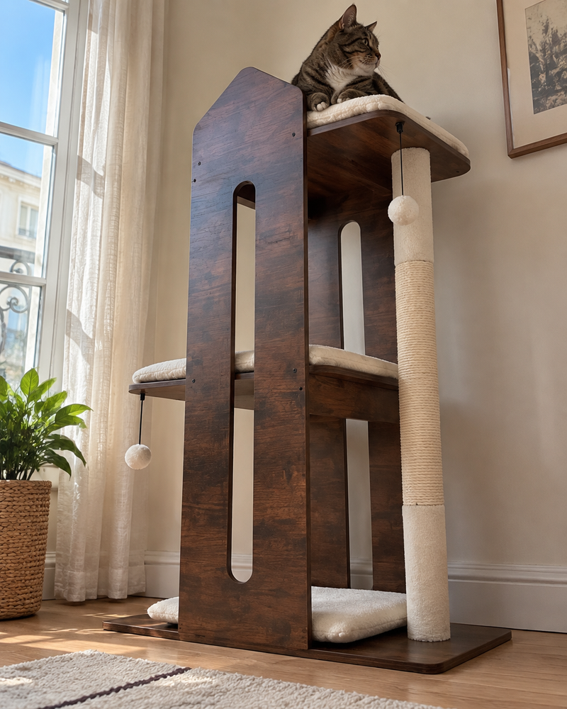 Le revêtement va perdre partout. · army green — Arbre a chat de luxe bois