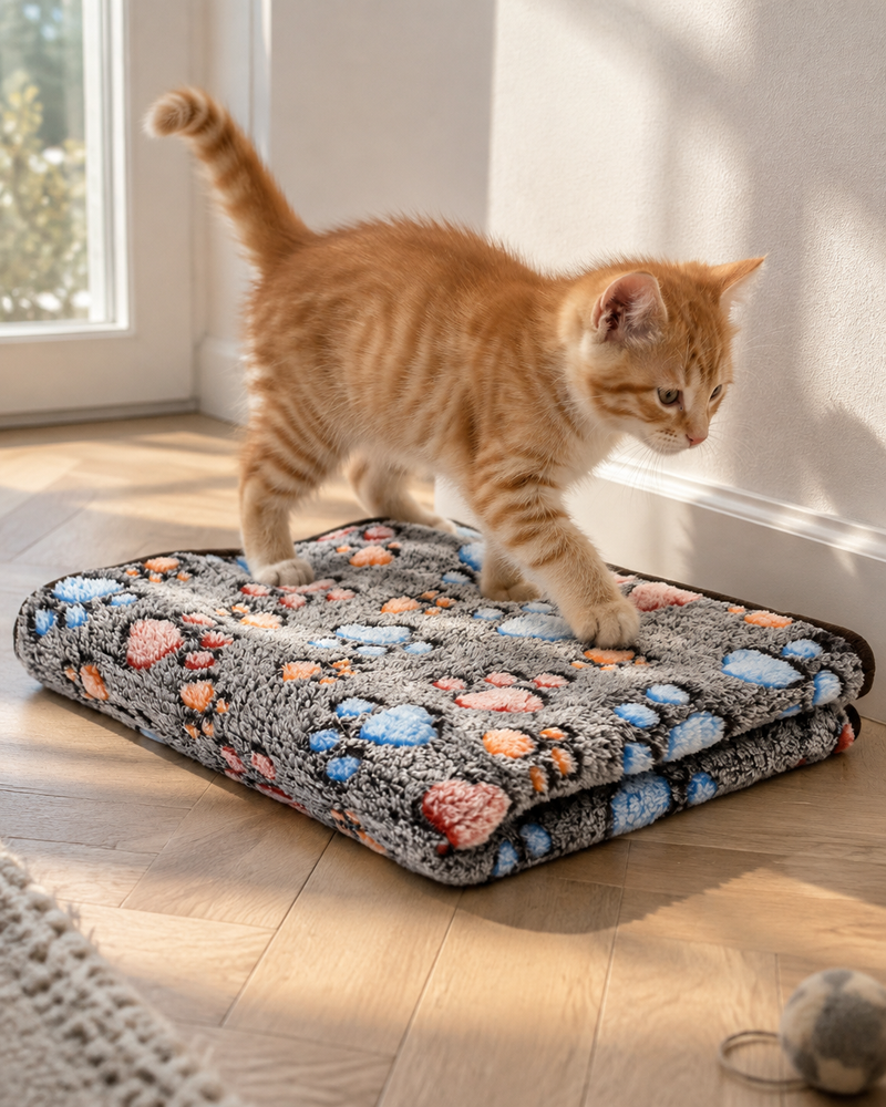 Variante · Coffee Footprints / 100x76cm — couverture chat