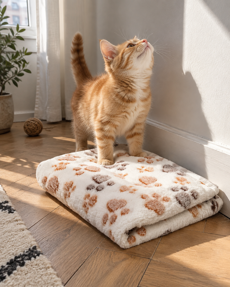 Variante · Footprints / 100x76cm — couverture chat
