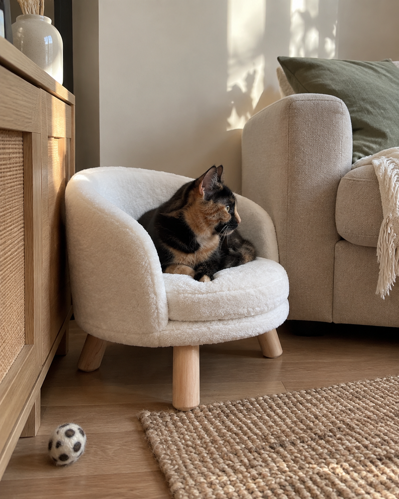 C'est trop large. · White — fauteuil pour chat