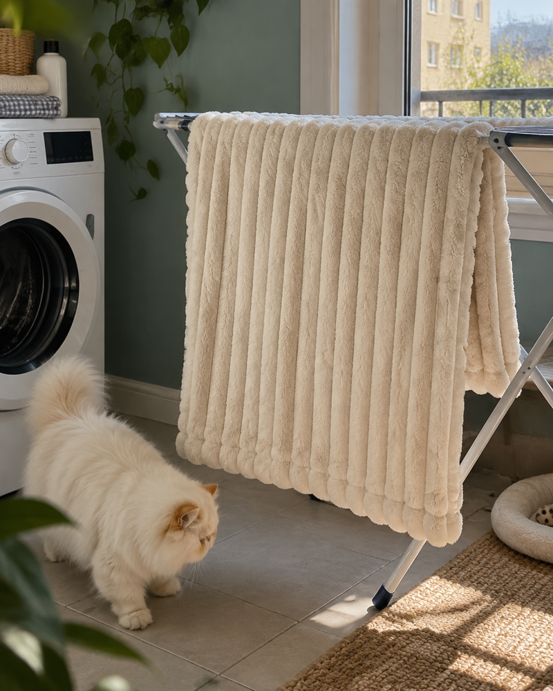 L'entretien. · Beige — plaid chaton