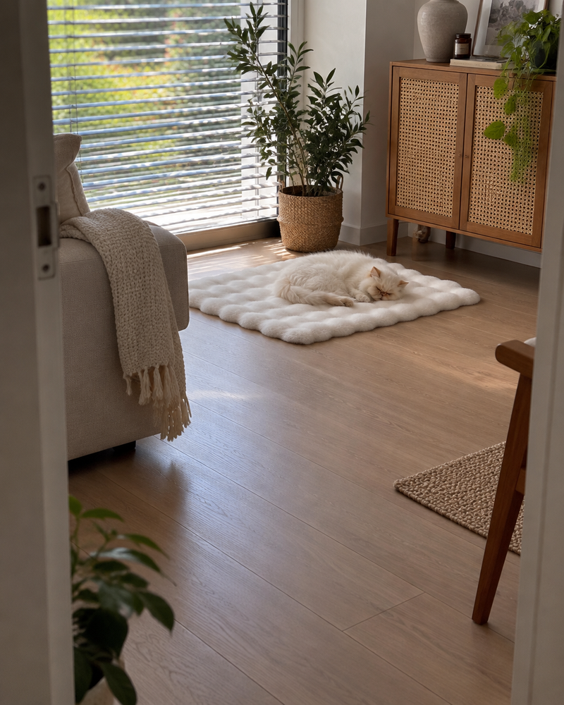 Un chat se repose sur le coussin. — coussin chauffant chat