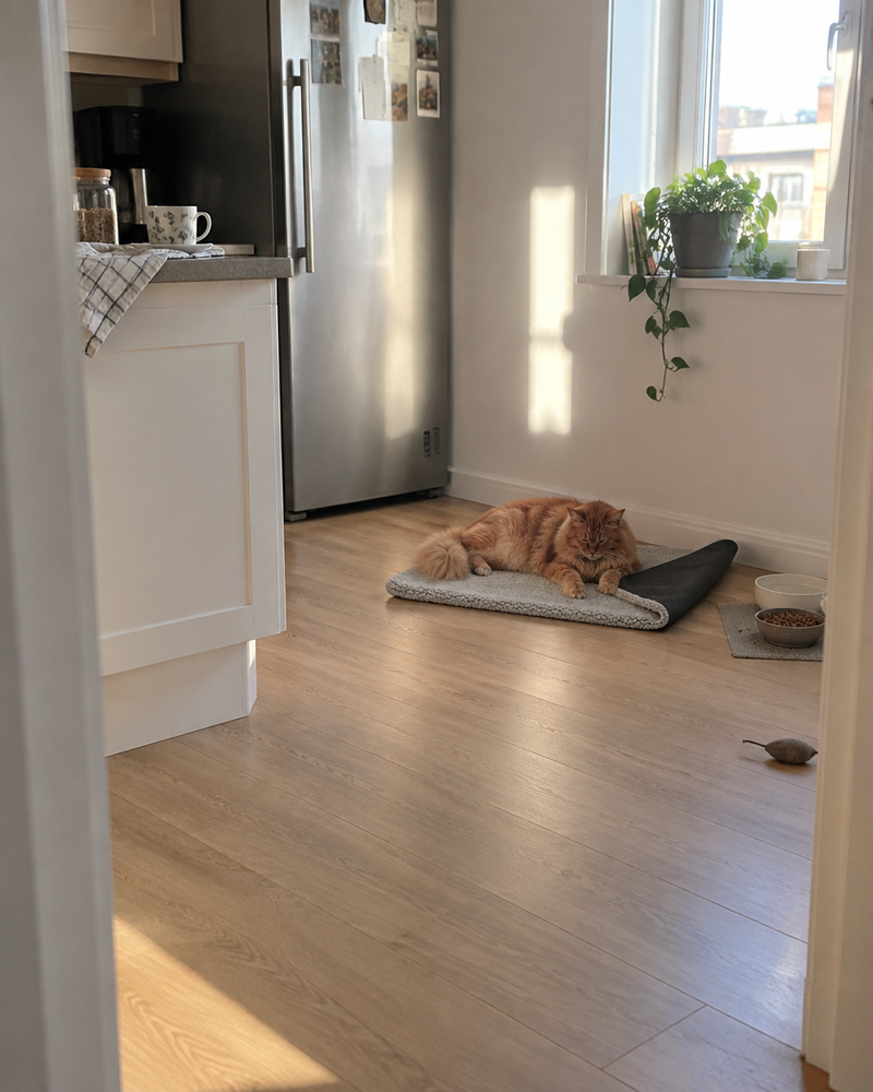 Un chat se repose sur la couverture, bien au chaud. — couverture chauffante chat